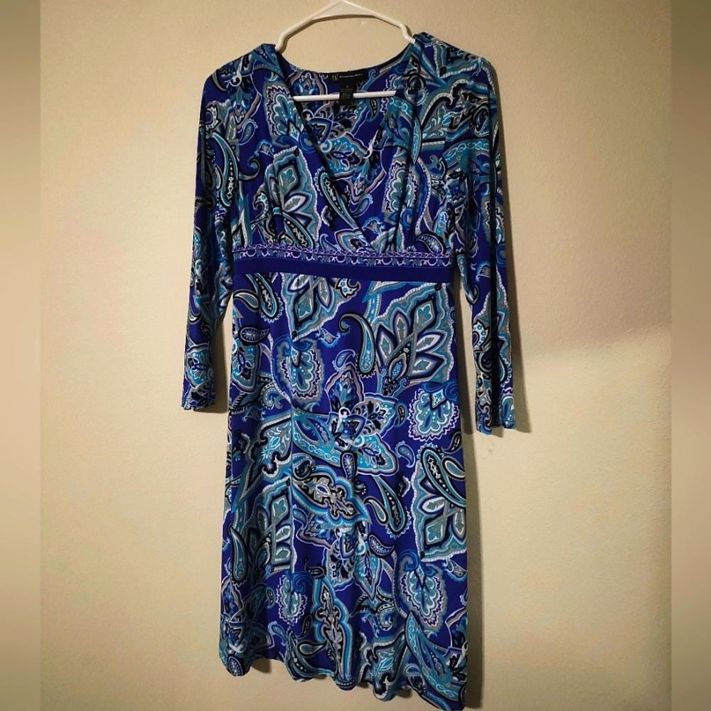 INC International Concepts Blue Paisley Dress size M